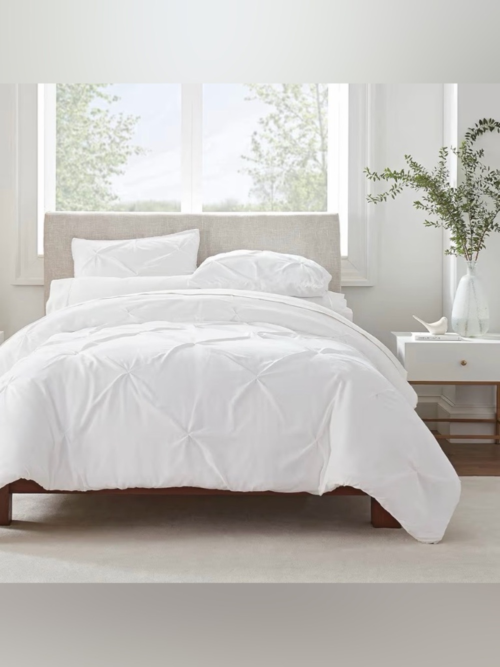 🌙 UP2B SERTA Simply Clean 3 Piece Hypoallergenic Pleated Duvet Cover Set